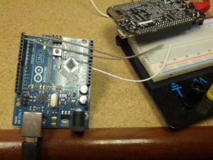 Overview of setup showing Ardunio, BBB, and the breadboard.